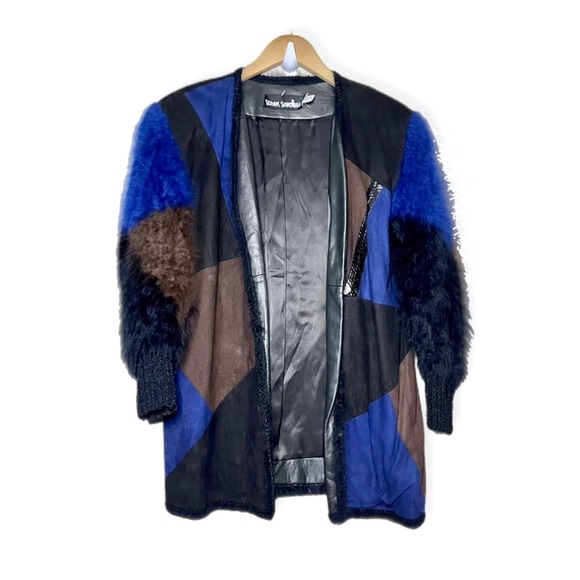 Vintage Jackets & Blazers - Vintage Leather Patchwork Kimono Jacket